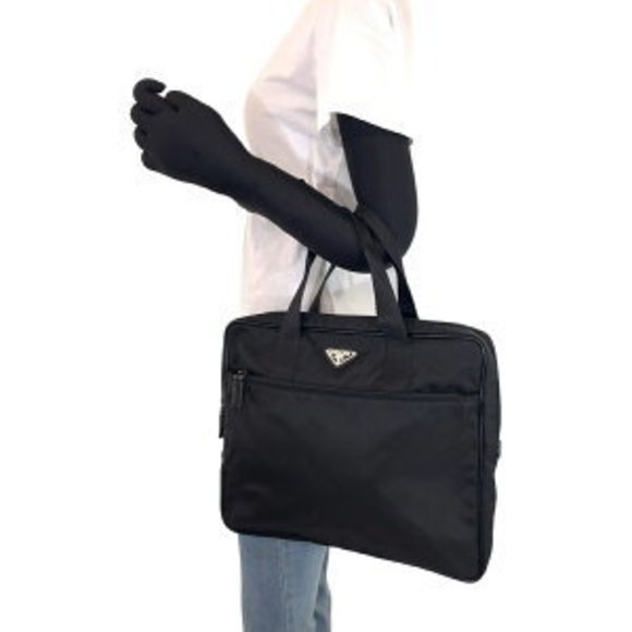 PRADA Tessuto triangular black nylon business bag briefcase - Picture 6 of 9